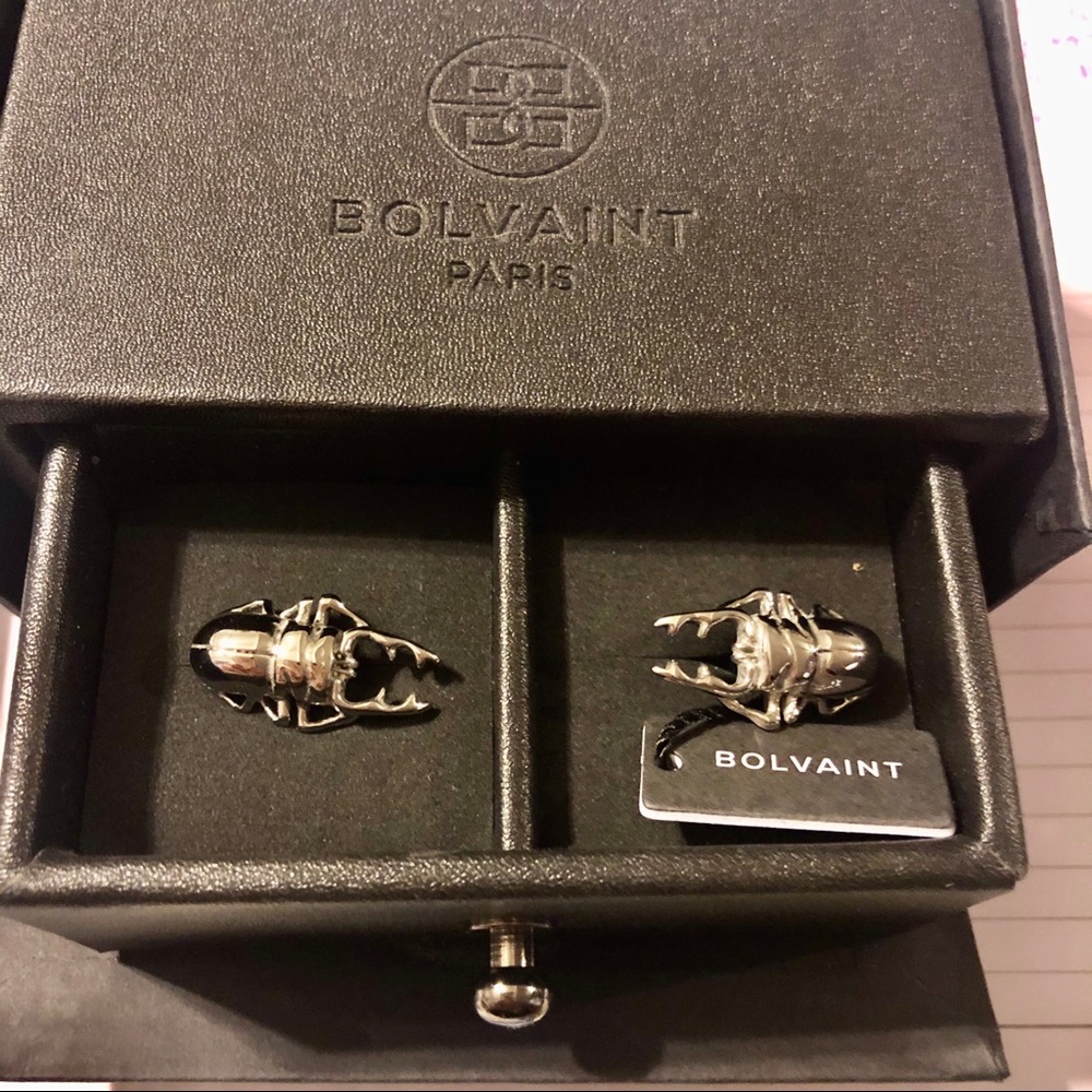 NEW Bolvaint Steel Scarab Cufflinks